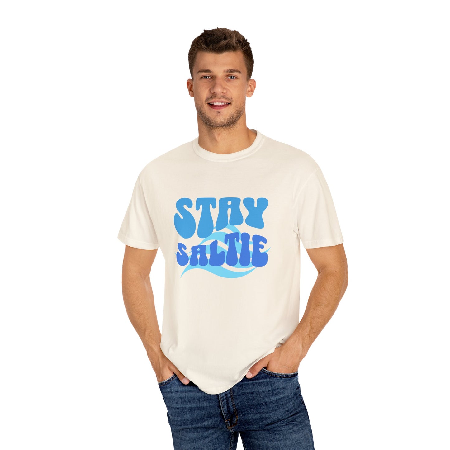 Stay Saltie Beach Outfit Vacation Clothing With Ocean Wave Comfort Colors Unisex Garment-Dyed T-shirt