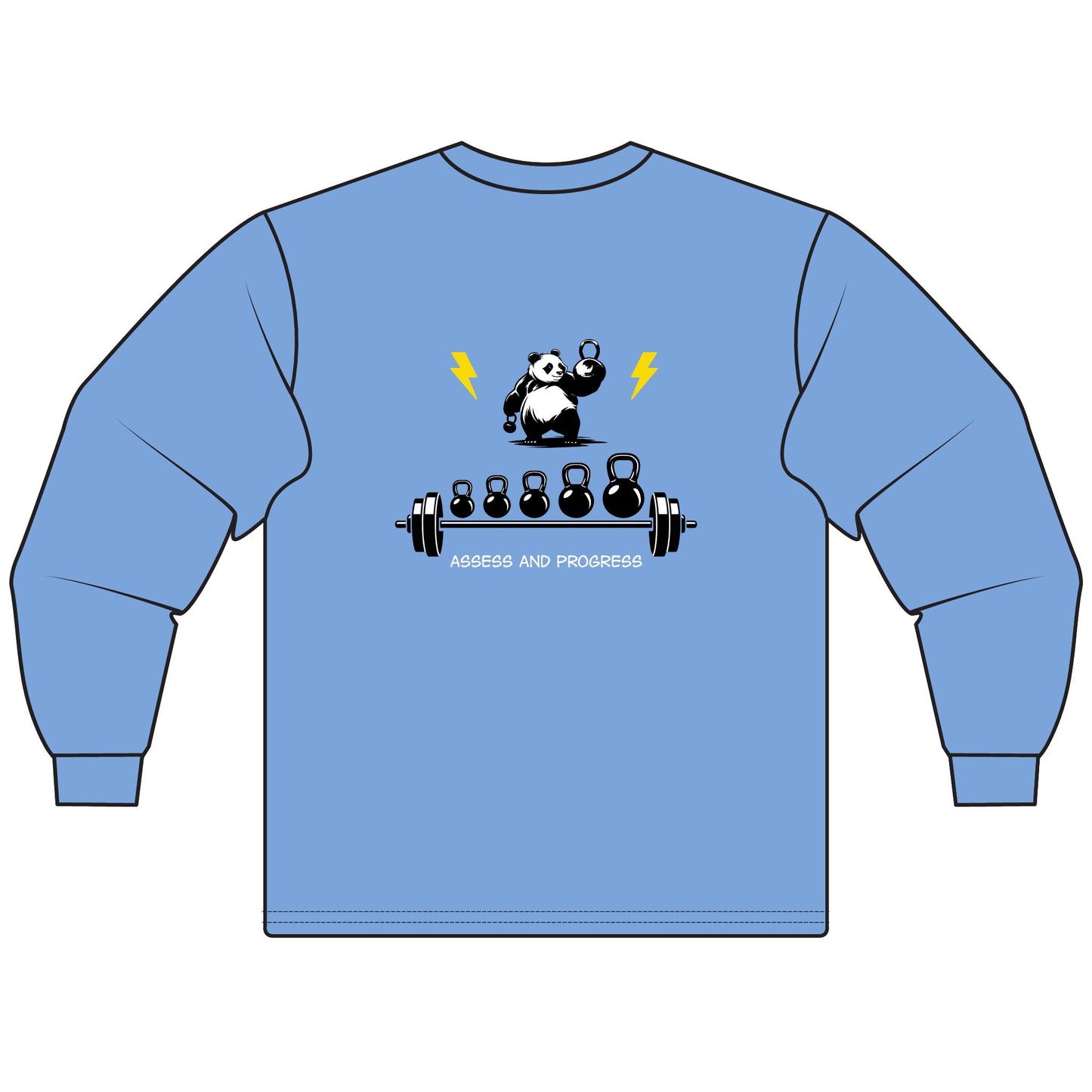 The Progress is Real: Playful Panda Kettlebell Fitness Long Sleeve T-Shirt