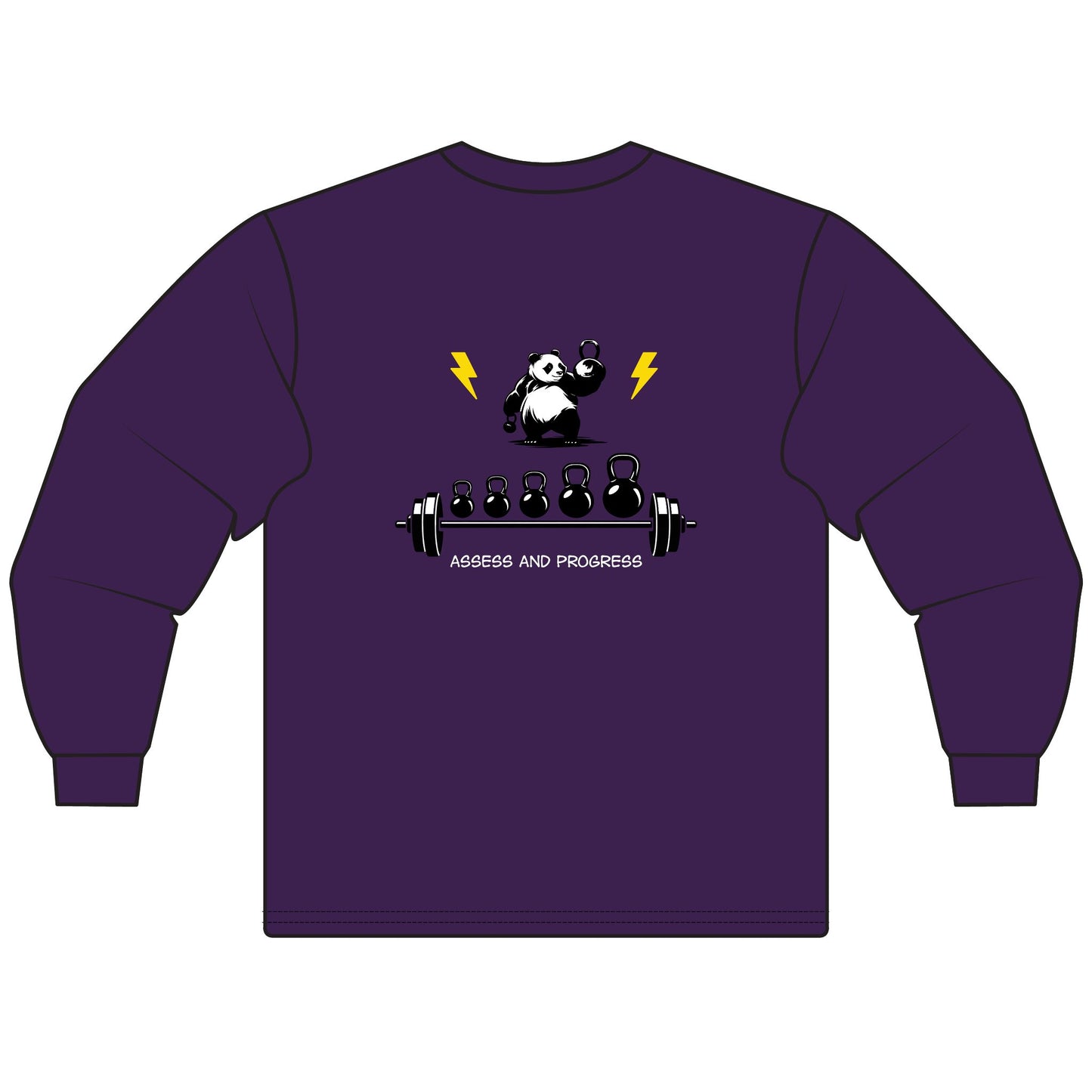 The Progress is Real: Playful Panda Kettlebell Fitness Long Sleeve T-Shirt