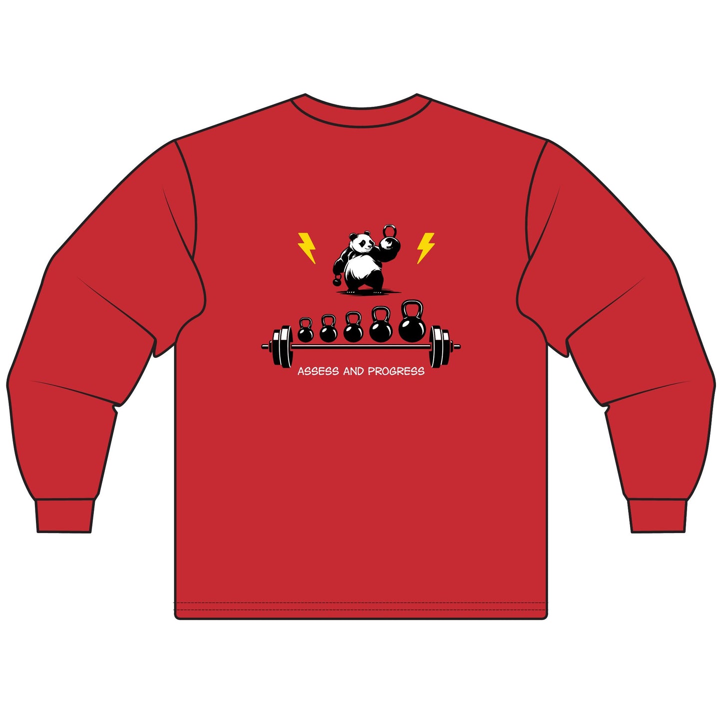 The Progress is Real: Playful Panda Kettlebell Fitness Long Sleeve T-Shirt