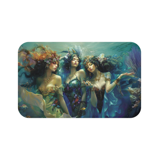 Mystical Mermaid Bath Mat, Sea Witch, Water Goddesses Bedside Rug, Ocean Decor, Boho Bathroom, Nautical Gift for Coastal Home