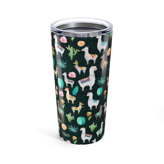 Llama and Cactus, Stainless Steel Tumbler, for Coffee or Tea To-go Cup, Whimsical Gift for Llama Lover, 20 oz