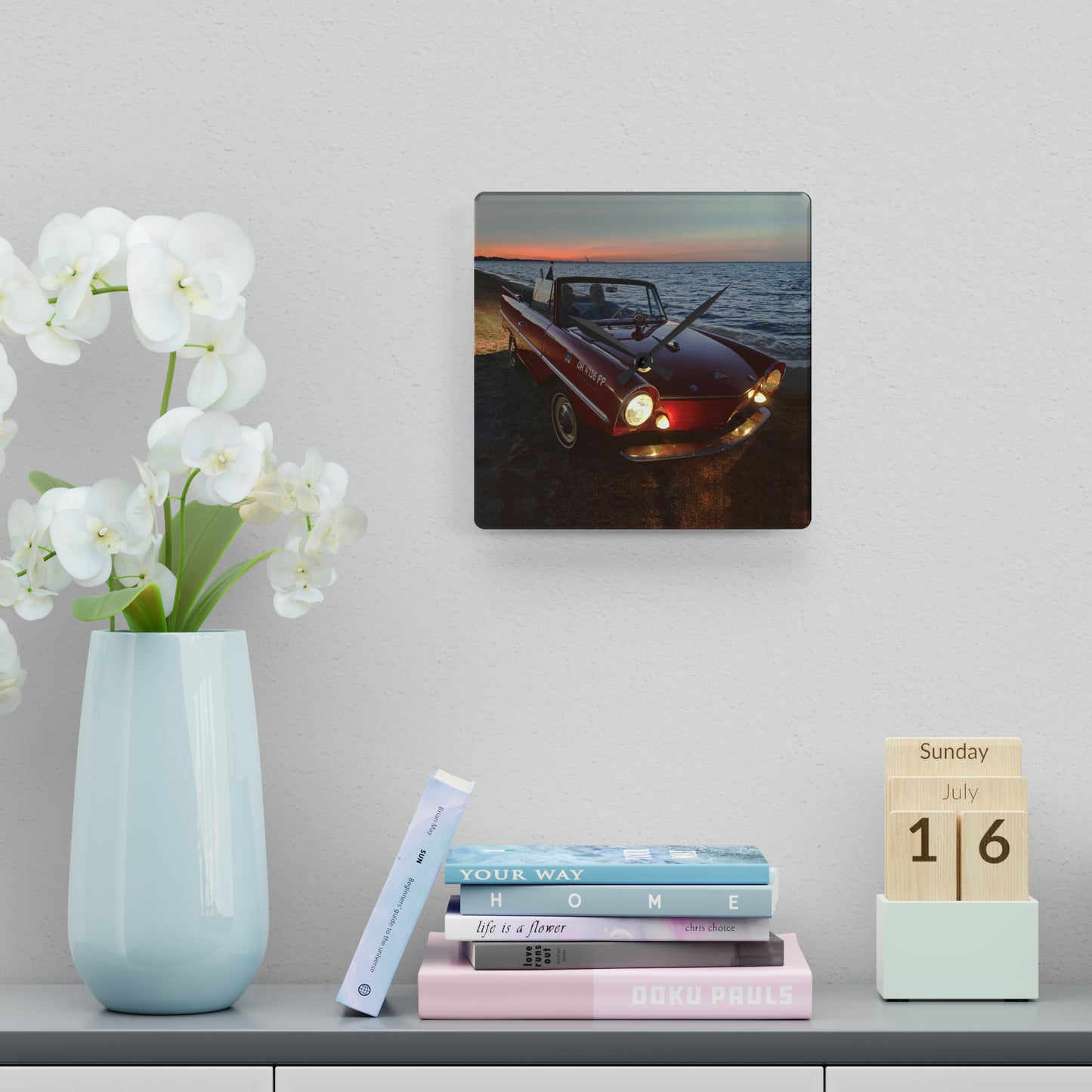 Amphicar at NIght Acrylic Wall Clock 10.75 inch