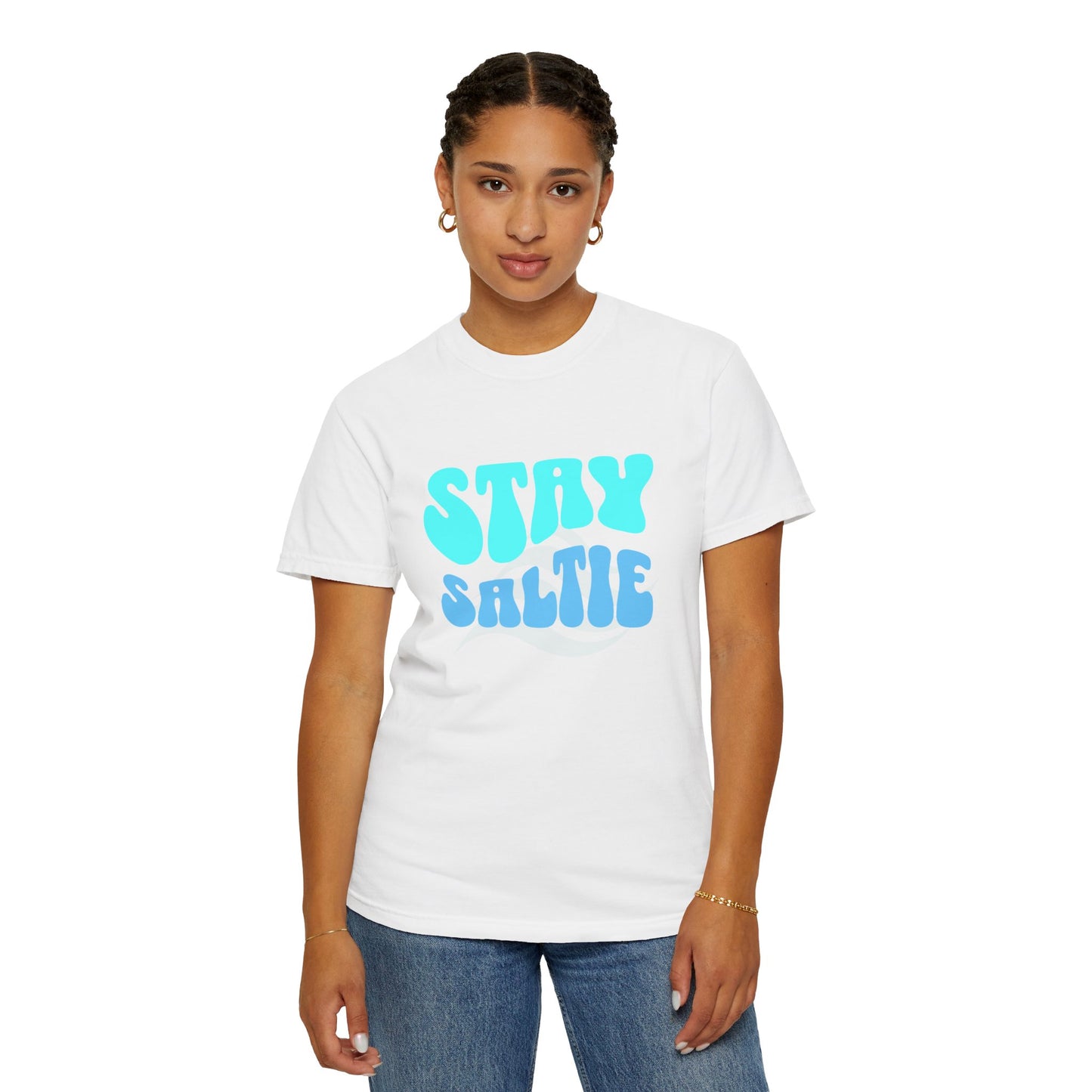 Stay Saltie Beach Outfit Vacation Clothing With Ocean Wave Comfort Colors Unisex Dark T-shirt