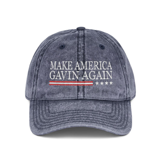 Make America Gavin Again, Vintage Embroidered Denim Cap for Supporters, Democracy Political Merchandise, Soft Adjustable Baseball Dad Hat