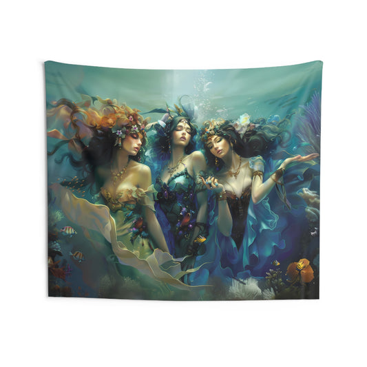 Enchanting Mermaid Indoor Wall Tapestry, Bohemian Decor, Home Wall Art, Gift for Her, Underwater Aesthetic, Bedroom Decoration