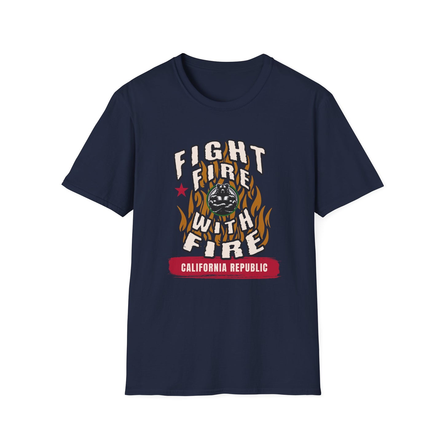 Fight Fire with Fire, California Republic Inspired Strong Bear Tee, Newsom Potential 2028 Political Campaign T-Shirt, Political Activist