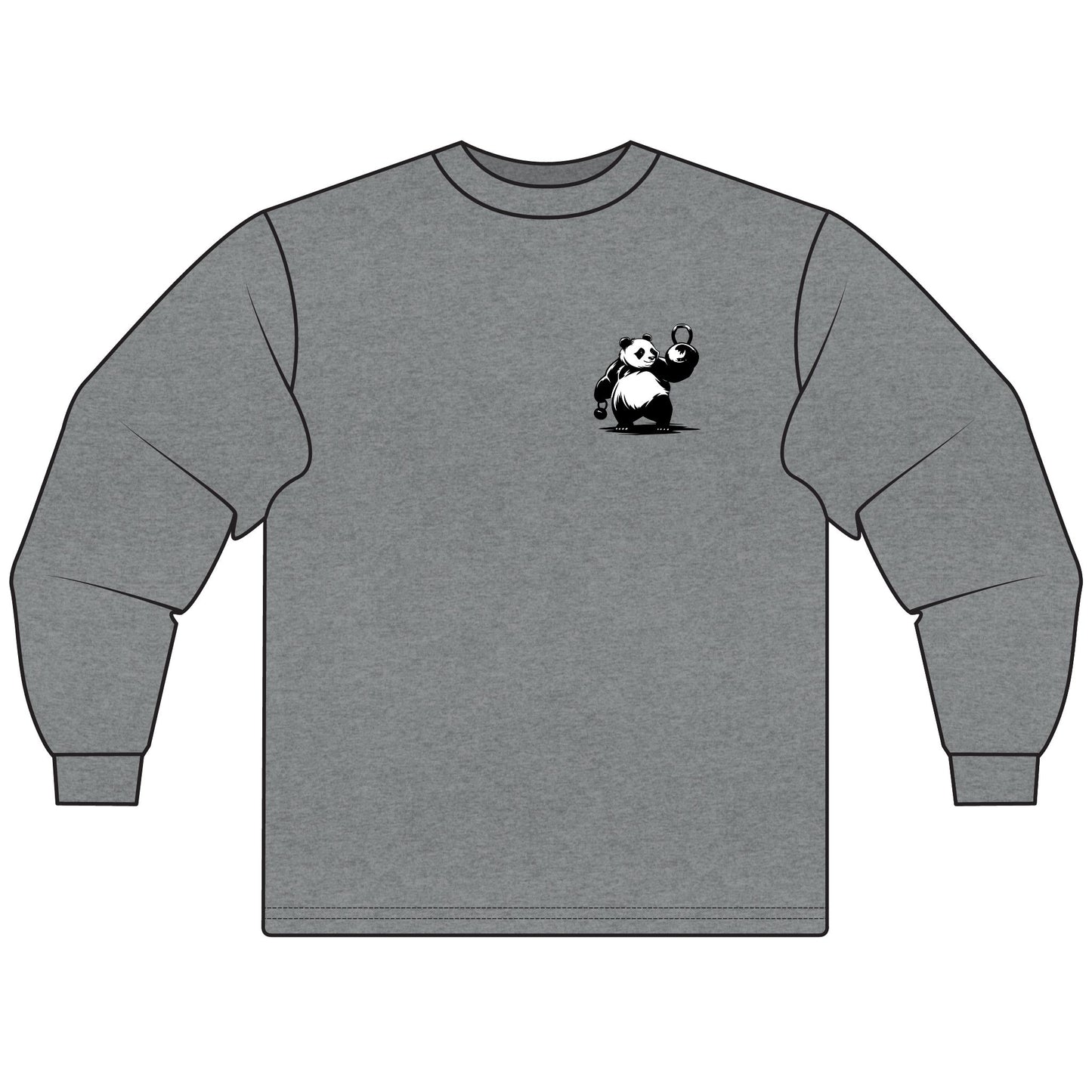 The Progress is Real: Playful Panda Kettlebell Fitness Long Sleeve T-Shirt