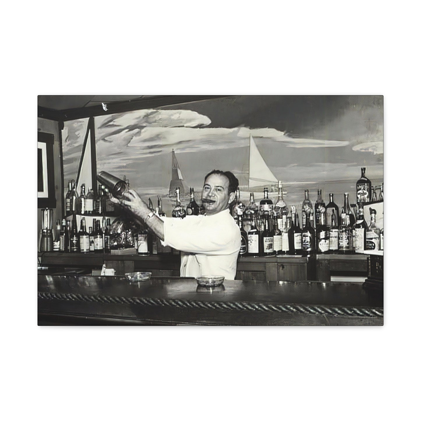 Carl Rosen, Bartender at Sea Village Restaurant Canvas Gallery Wrap