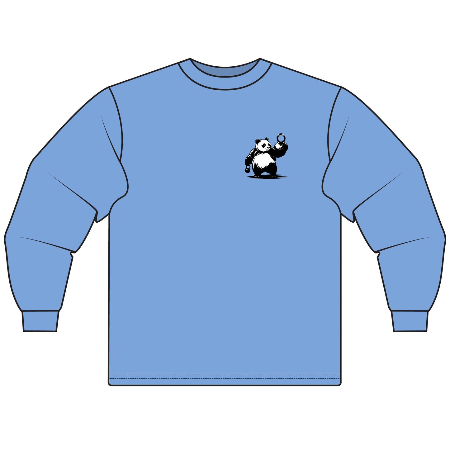 The Progress is Real: Playful Panda Kettlebell Fitness Long Sleeve T-Shirt