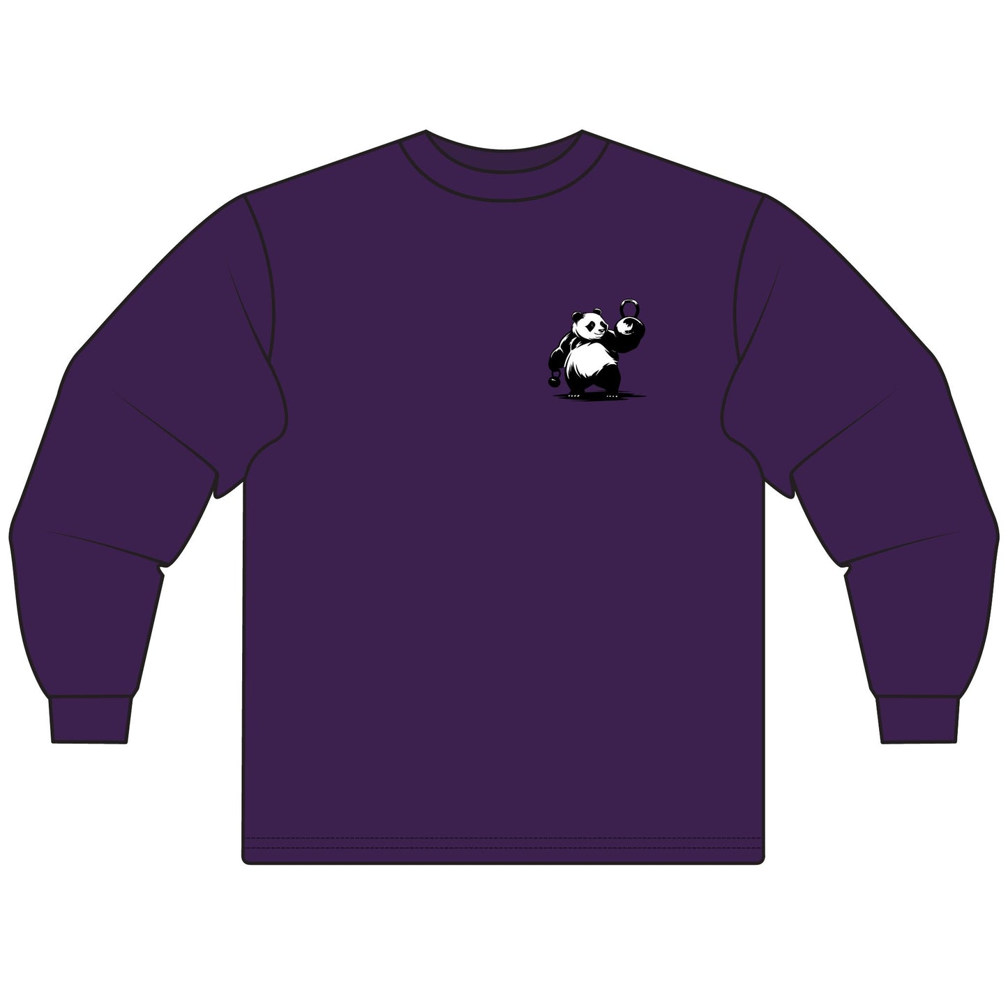 The Progress is Real: Playful Panda Kettlebell Fitness Long Sleeve T-Shirt