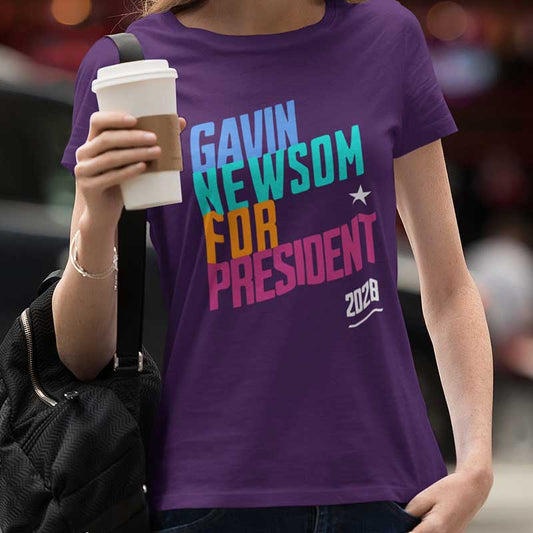 Newsom 2028 Womens T-Shirt, Gavin Newsom Presidential Political Campaign, Election Shirt for Democratic Supporters, Political Fashion
