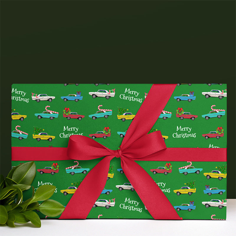 Amphicar 770 Merry Christmas Wrapping Paper for Holiday Gift Giving GREEN (3 sizes)