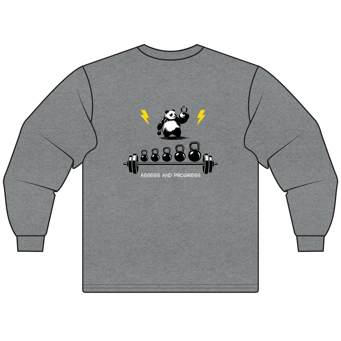 The Progress is Real: Playful Panda Kettlebell Fitness Long Sleeve T-Shirt