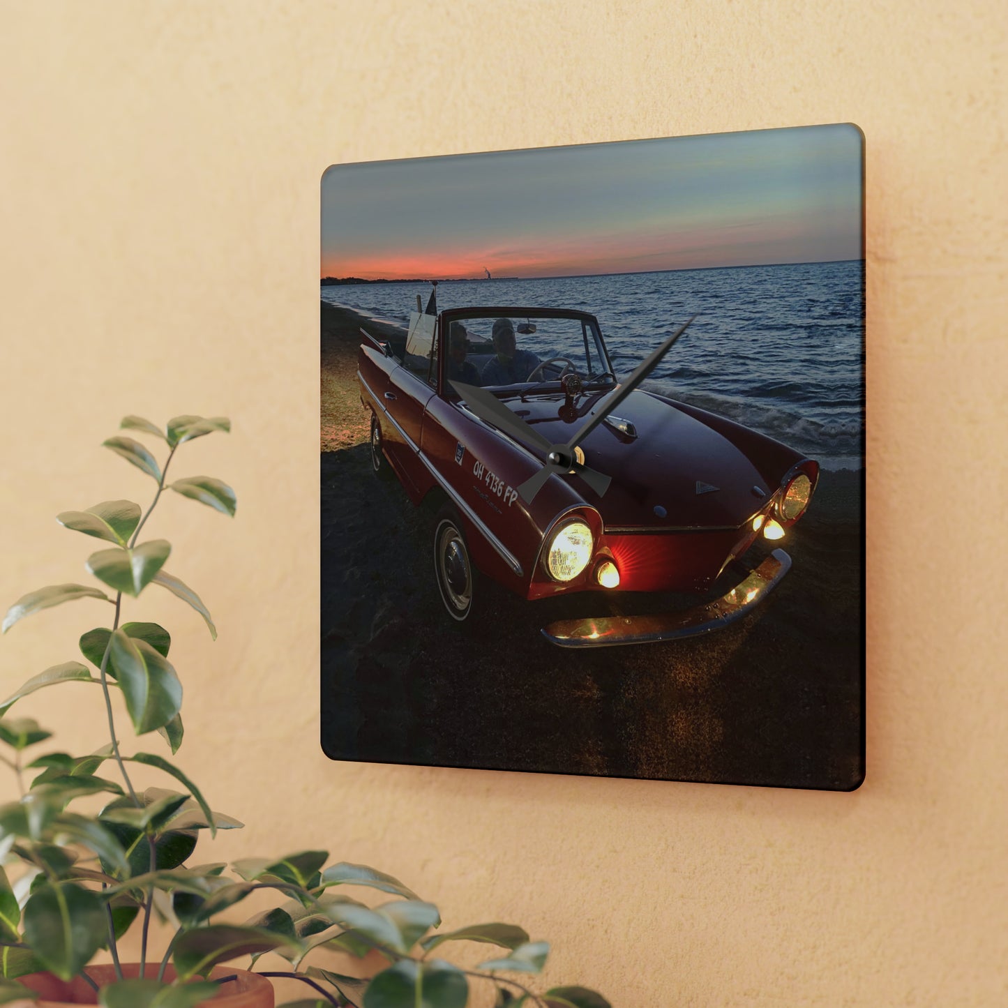 Amphicar at NIght Acrylic Wall Clock 10.75 inch