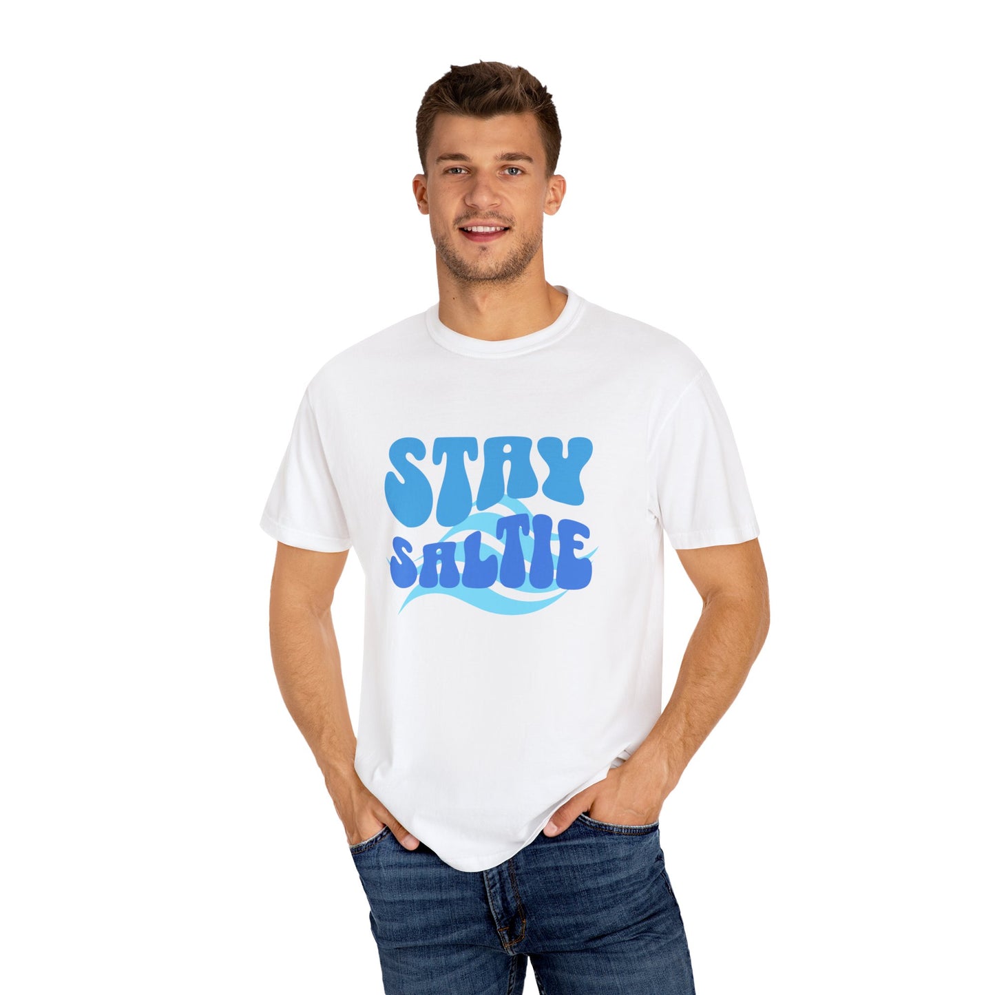 Stay Saltie Beach Outfit Vacation Clothing With Ocean Wave Comfort Colors Unisex Garment-Dyed T-shirt