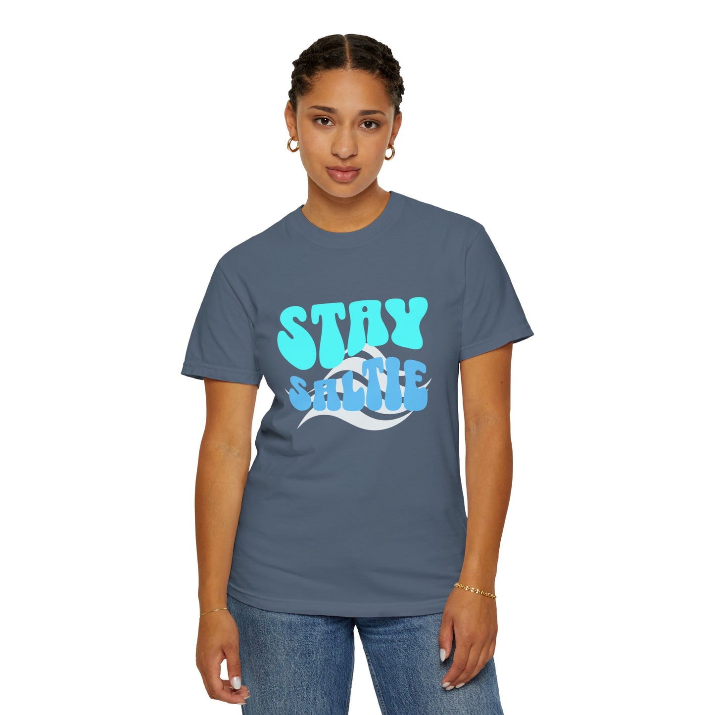 Stay Saltie Beach Outfit Vacation Clothing With Ocean Wave Comfort Colors Unisex Dark T-shirt