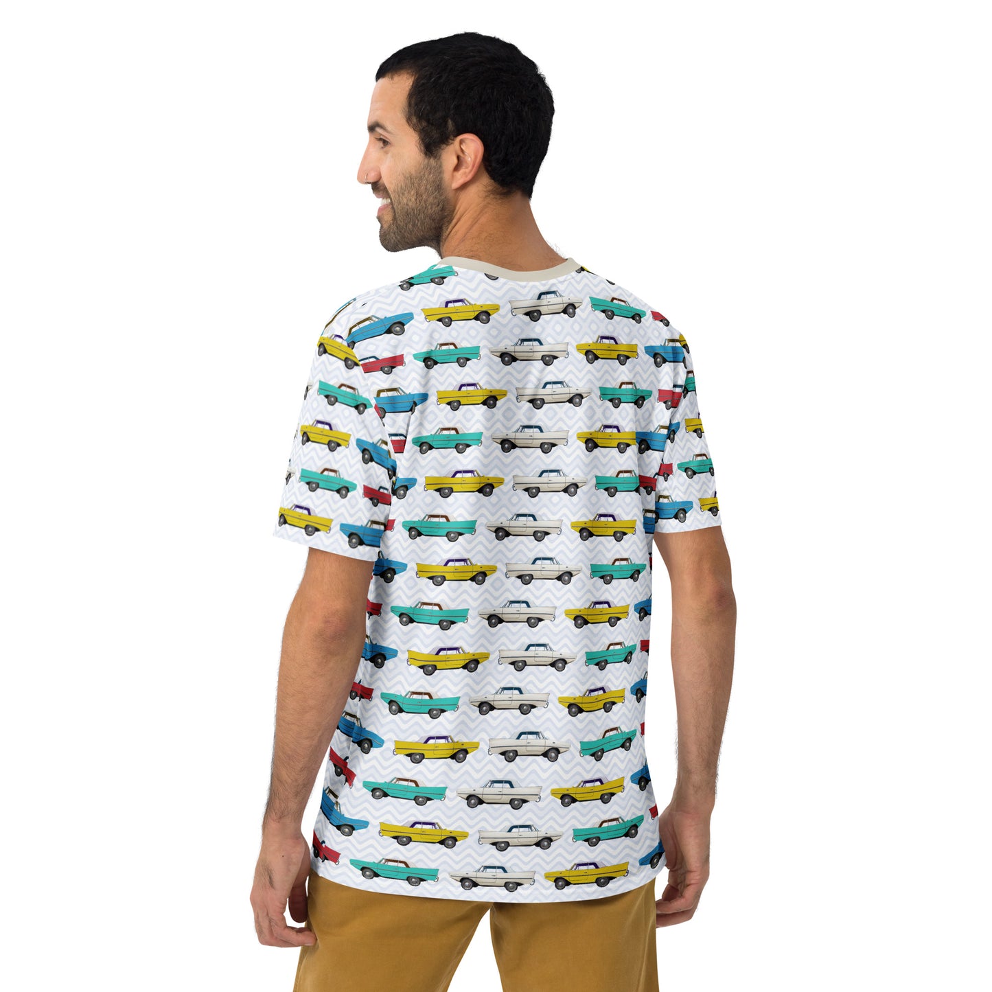 Amphicar - The Car That Swims All-over-print Sand Collar Men's T-shirt for Swim-ins and Car Shows