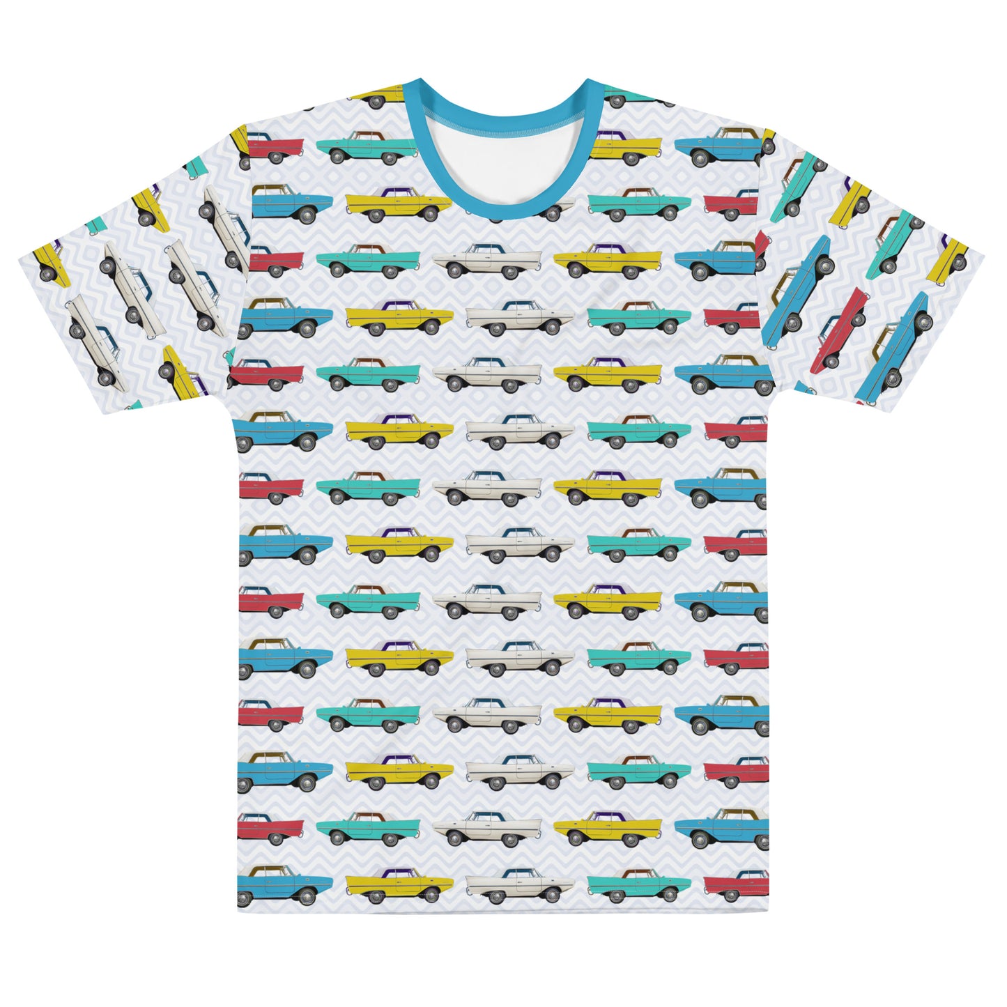 Amphicar -  The Car That Swims All-over-print Blue Collar Men's T-shirt for Swim-ins and Car Shows