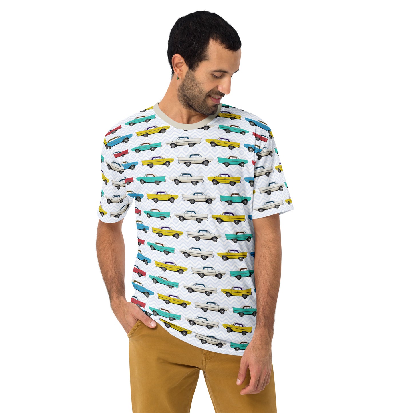 Amphicar - The Car That Swims All-over-print Sand Collar Men's T-shirt for Swim-ins and Car Shows