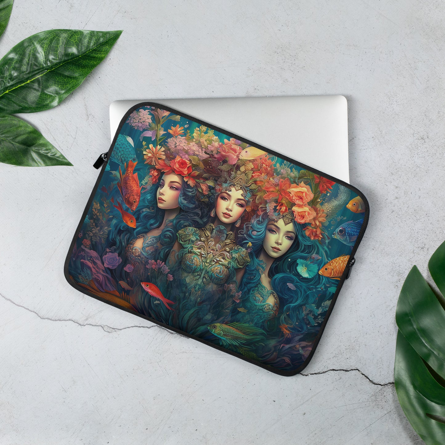 Trio of Water Goddesses Mermaidcore, Fantasy Fairycore Laptop Sleeve  (2 sizes)