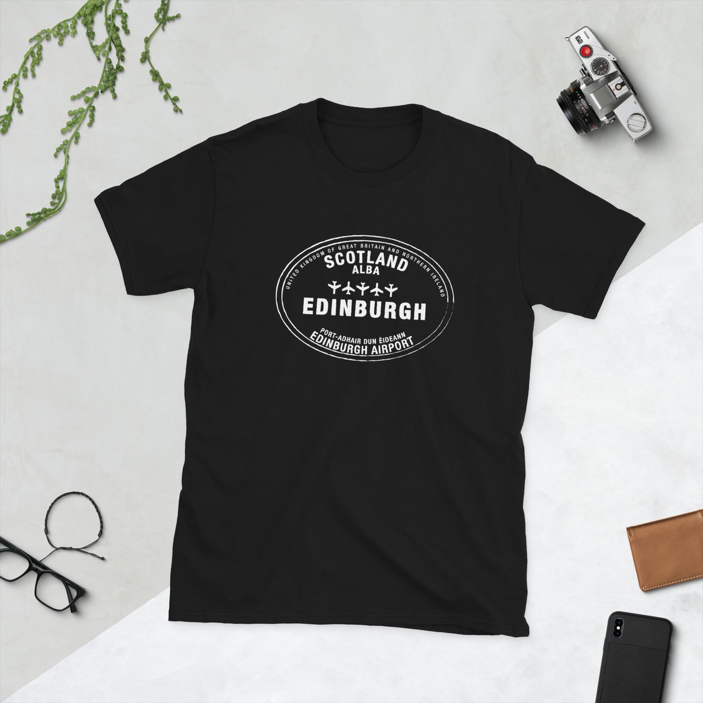 Edinburgh Scotland Passport Stamp Travel Unisex T-Shirt