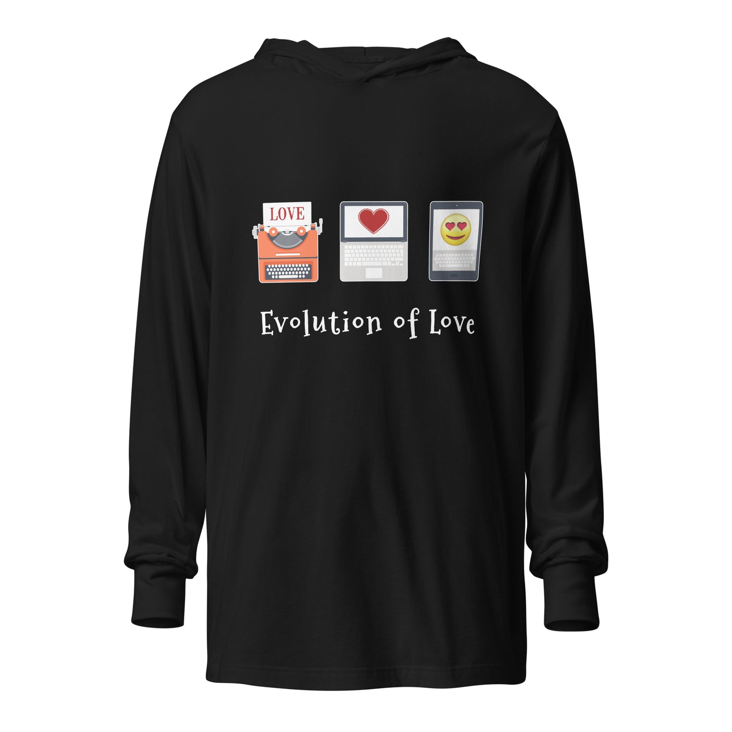 Valentine's Day Heart Shirt, Valentines Emoji, Typewriter, Cute Valentines Shirt, Cute Hearts, Valentine's Day Gift for Her, Black Long Sleeve