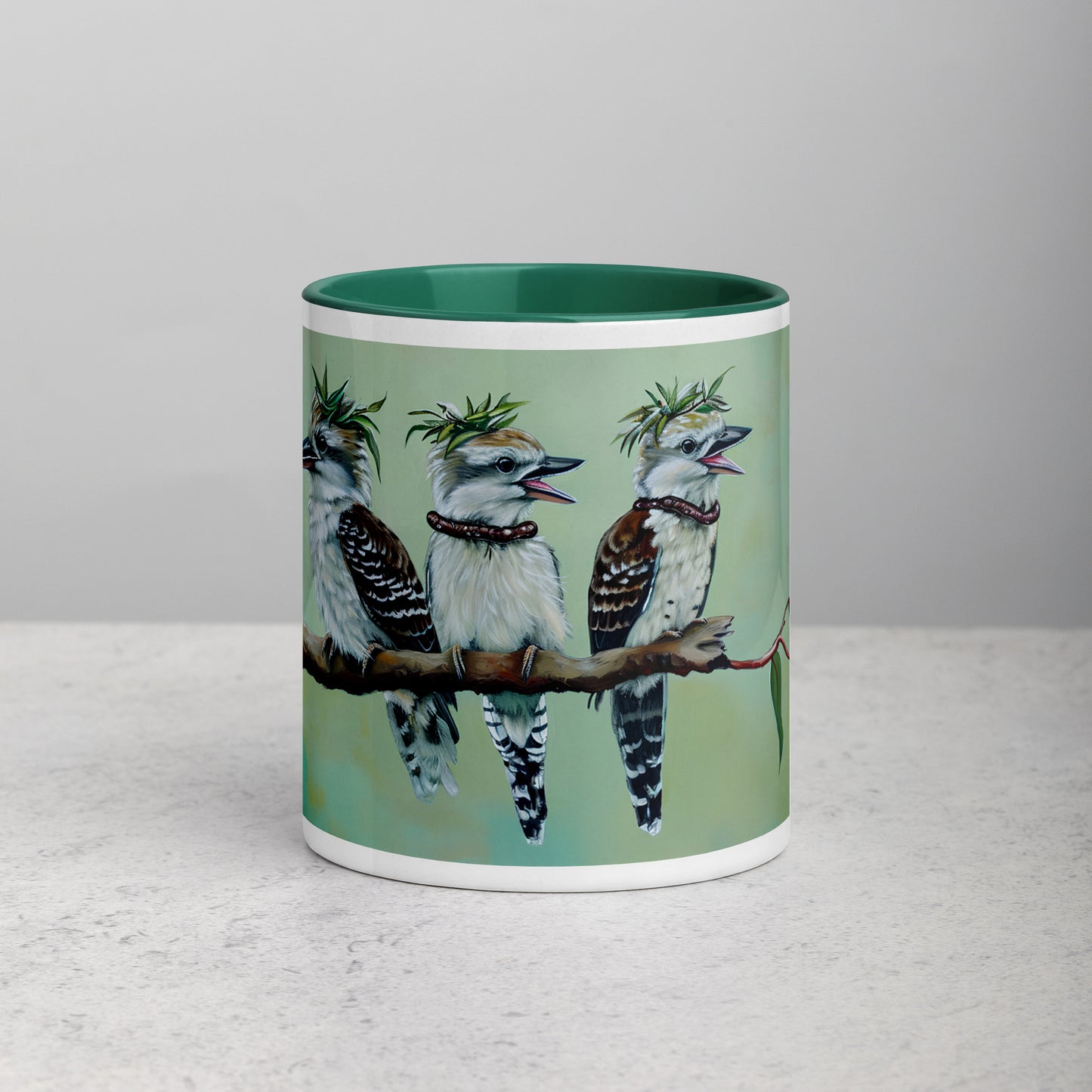 "He Ate His Mealworm Necklace Again!" Funny Kookaburra Mug (2 sizes)