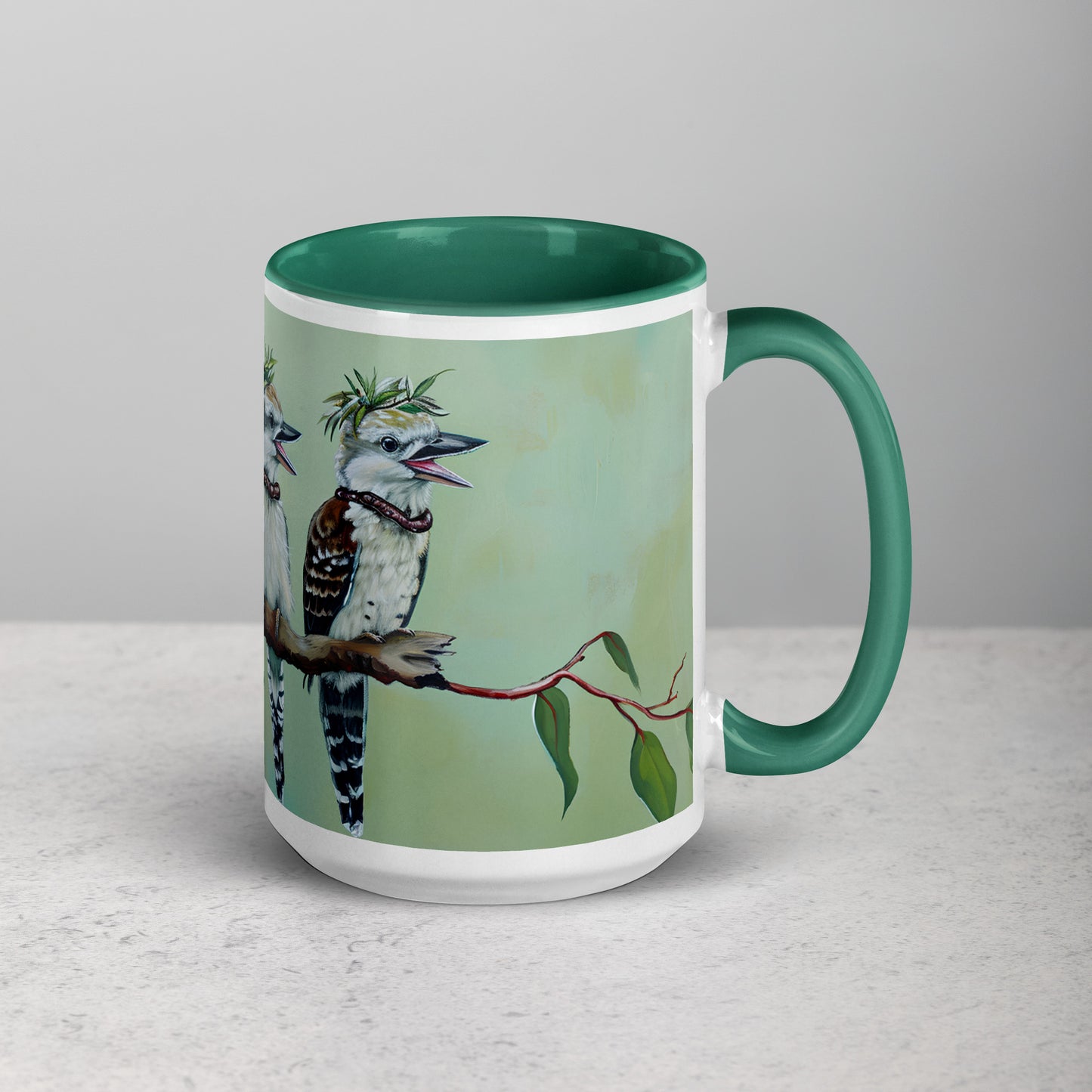 "He Ate His Mealworm Necklace Again!" Funny Kookaburra Mug (2 sizes)