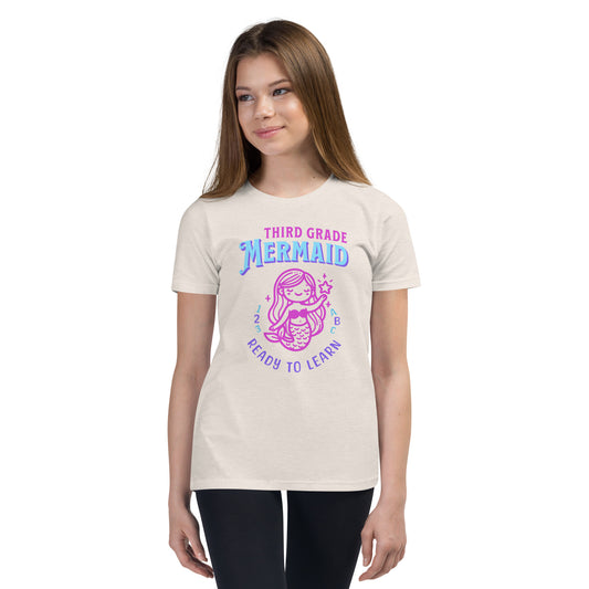 Third Grade Mermaid Ready-to-Learn Kids and Girls Youth T-Shirt