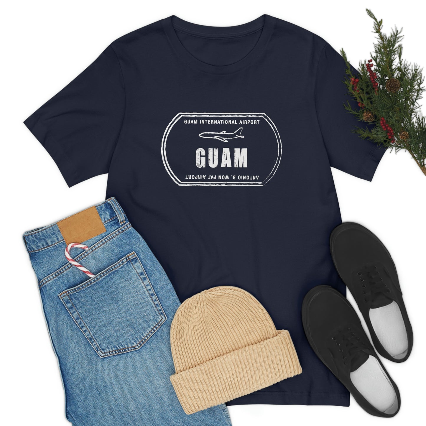 Guam Airport Passport Stamp Vacation Travel Unisex T-shirt