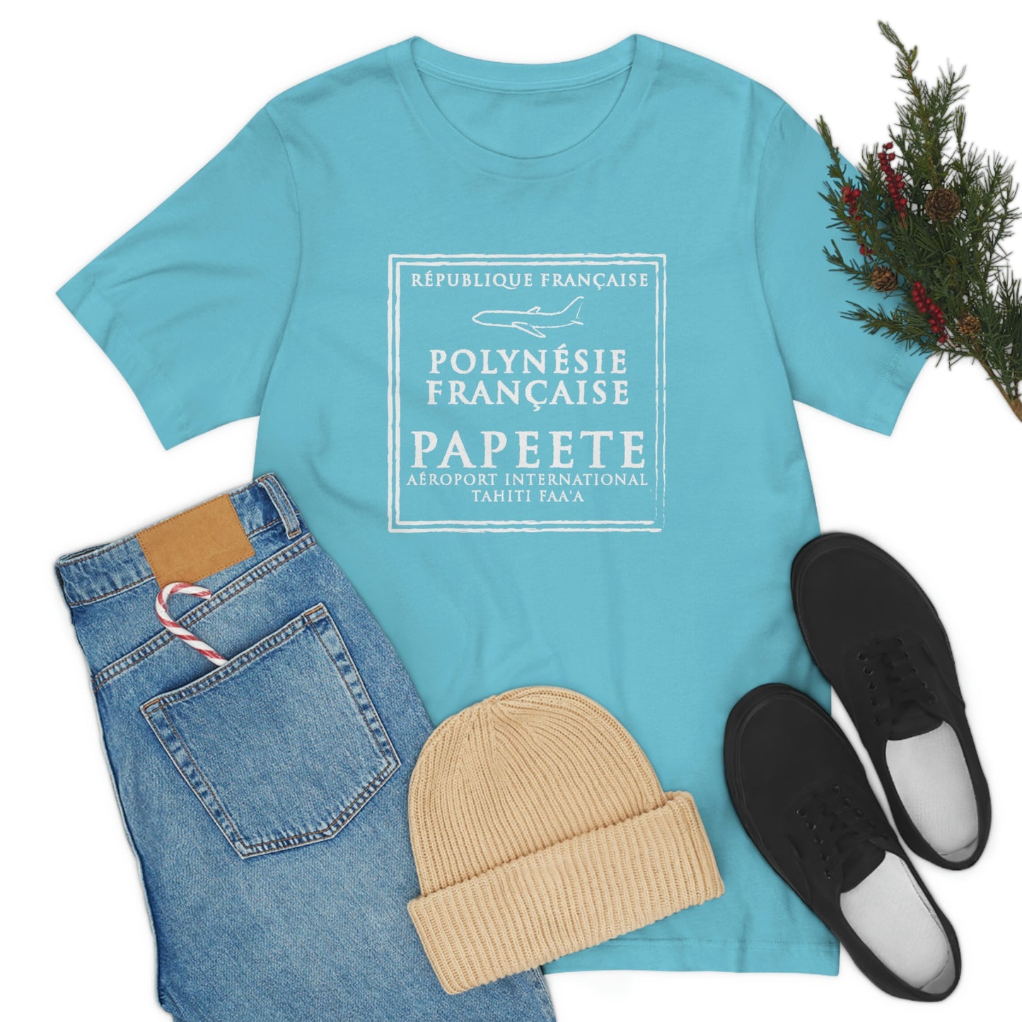 Papeete Tahiti Passport Stamp Vacation Travel T-shirt Unisex