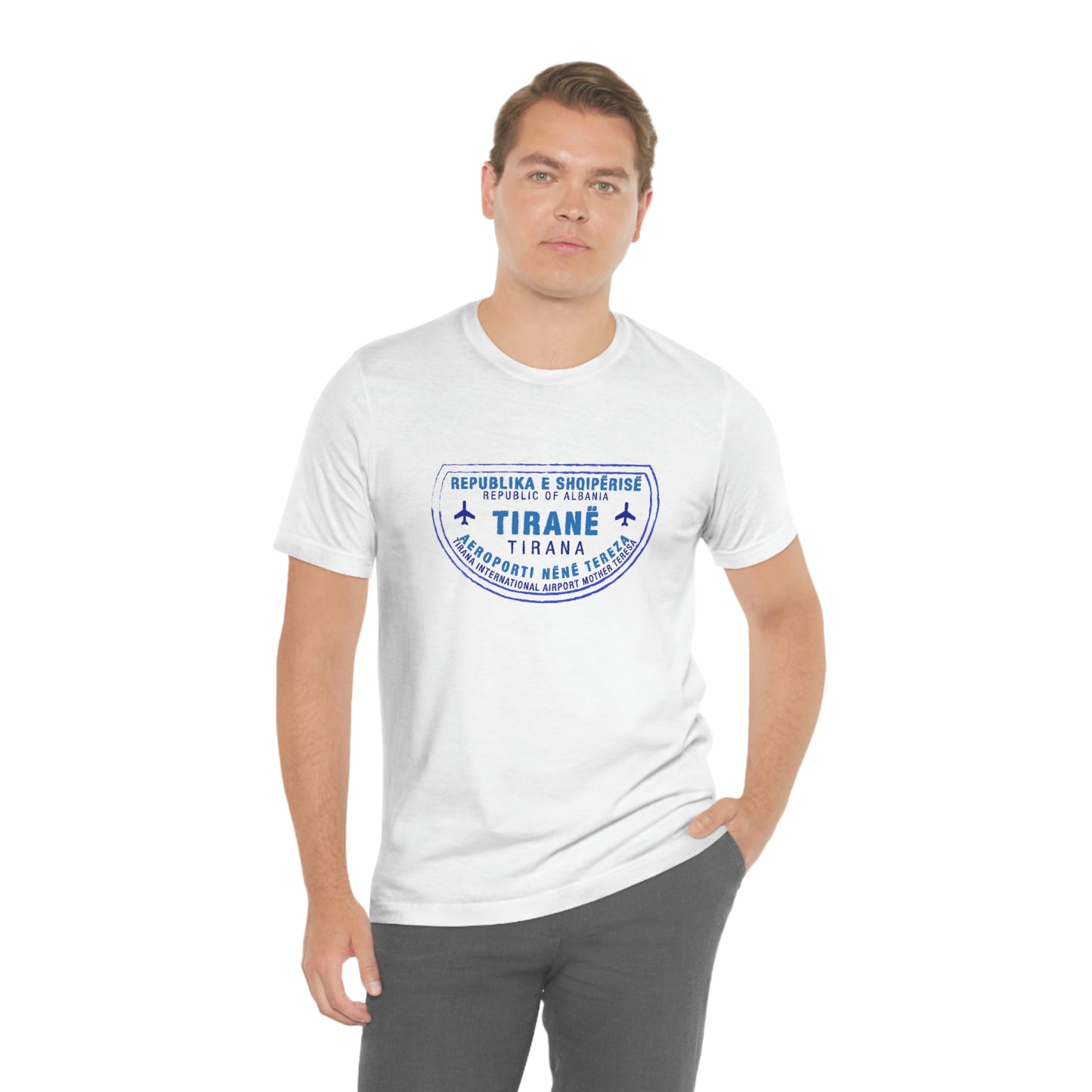 Tirana International Airport Nënë Tereza Passport Stamp Vacation Travel Unisex T-shirt