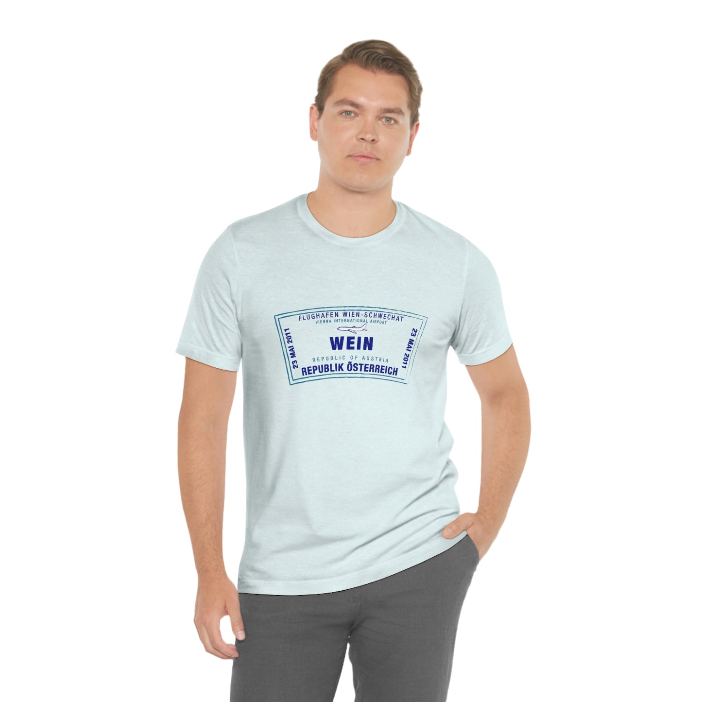 Wein Vienna International Airport Passport Stamp Vacation Travel Unisex T-shirt