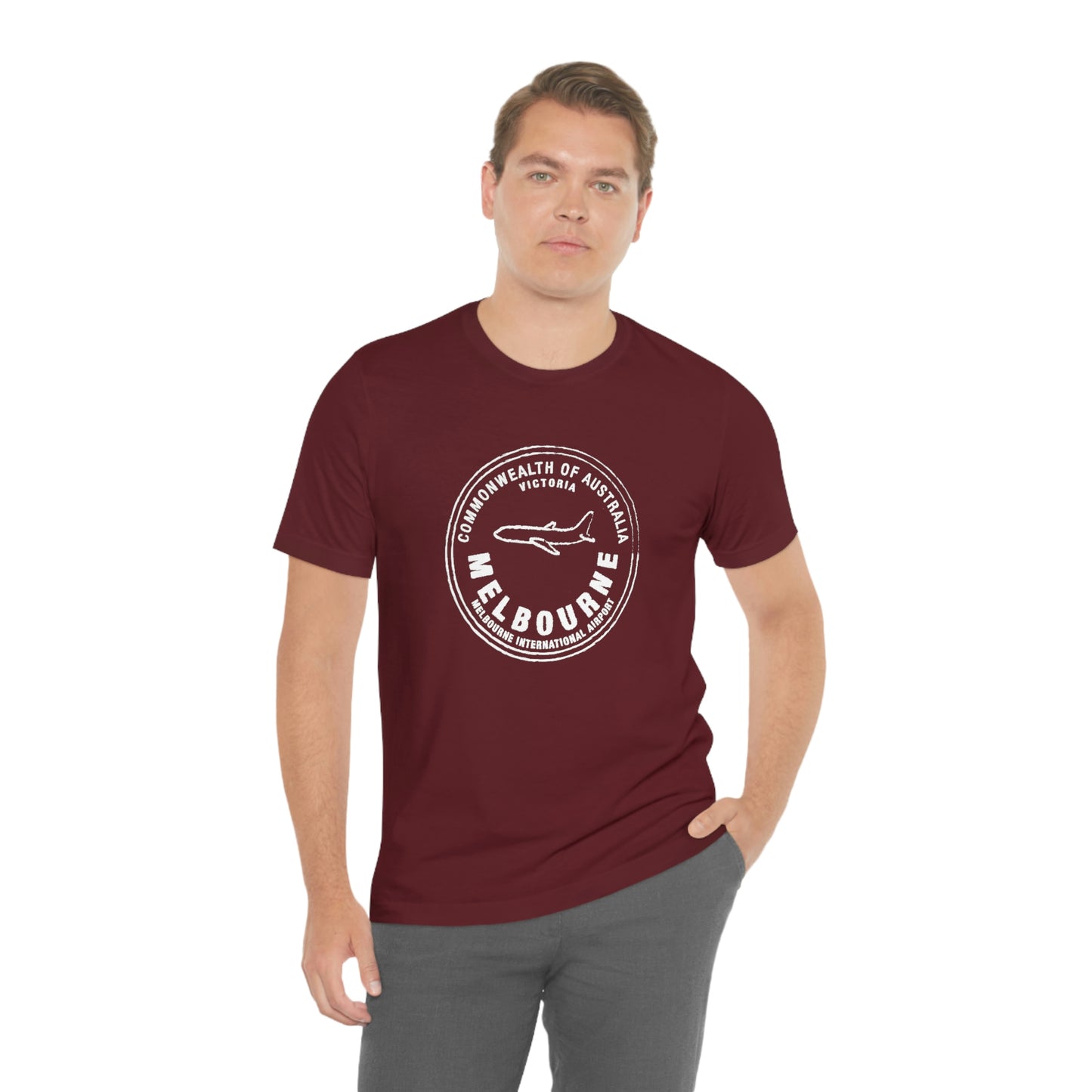 Melbourne Australia Passport Stamp Vacation Travel Unisex T-shirt