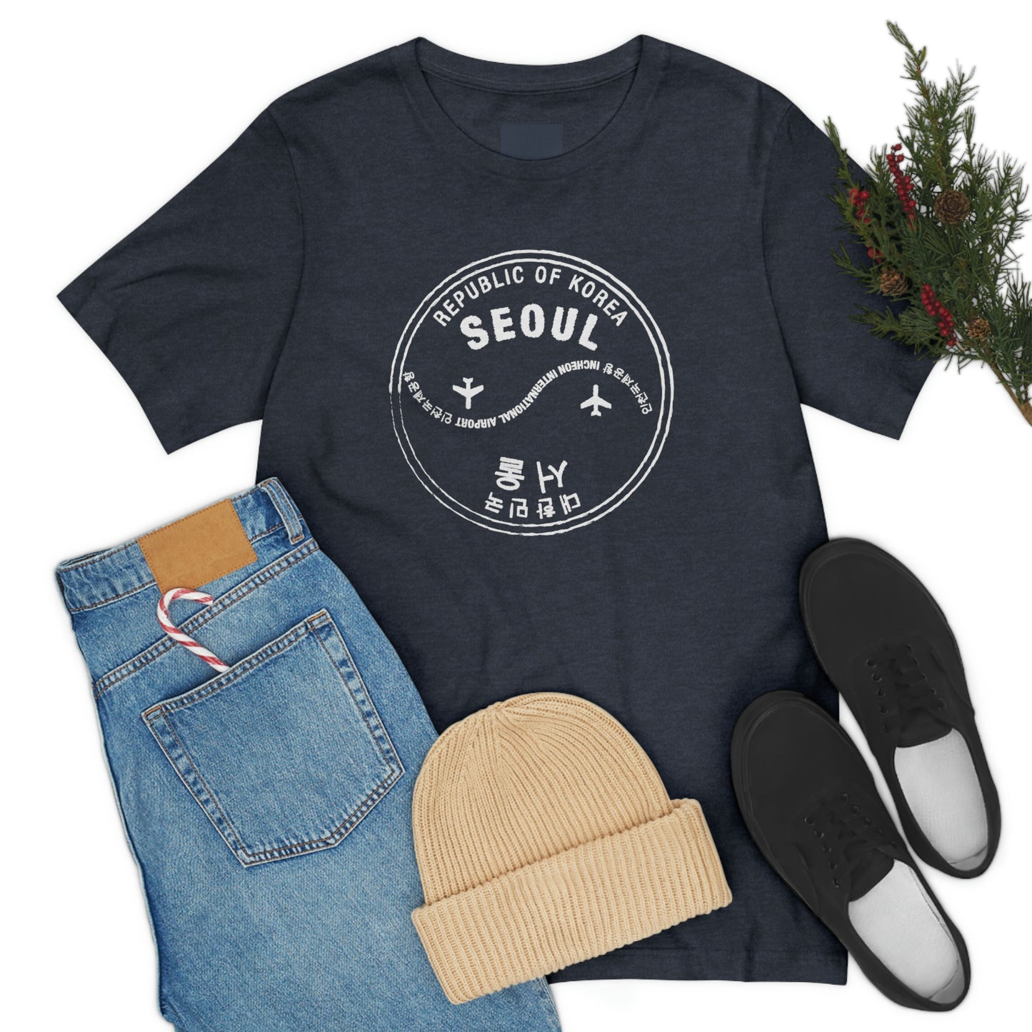 Seoul South Korea Passport Stamp Vacation Unisex T-shirt