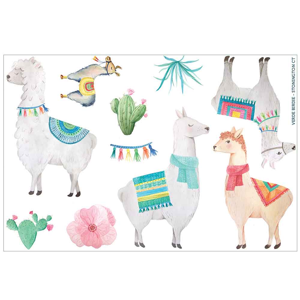 Cute and Colorful Llama and Cactus Sticker Sheets - 2 Sheets of 5x7 Inches Totaling 20 Small Stickers