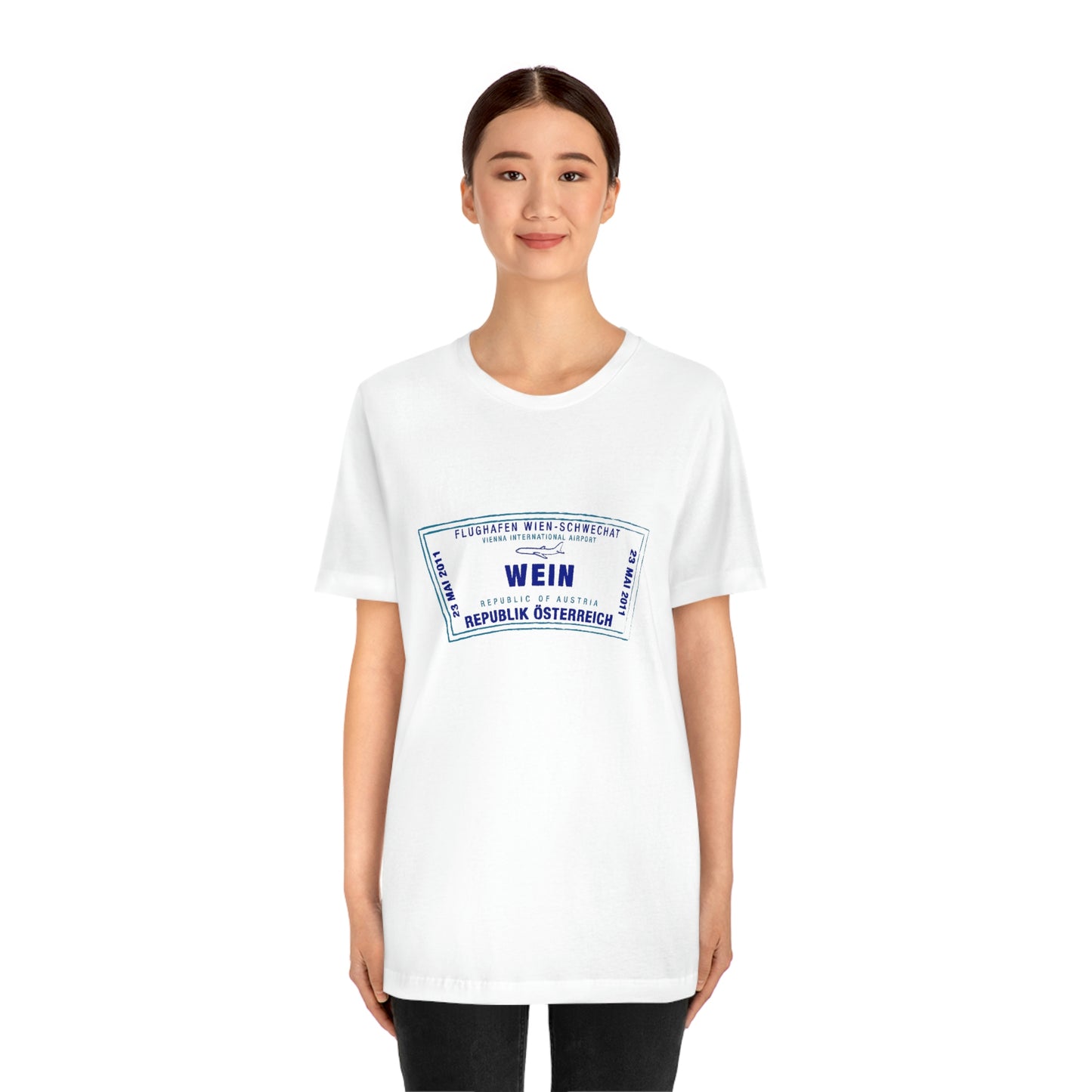 Wein Vienna International Airport Passport Stamp Vacation Travel Unisex T-shirt