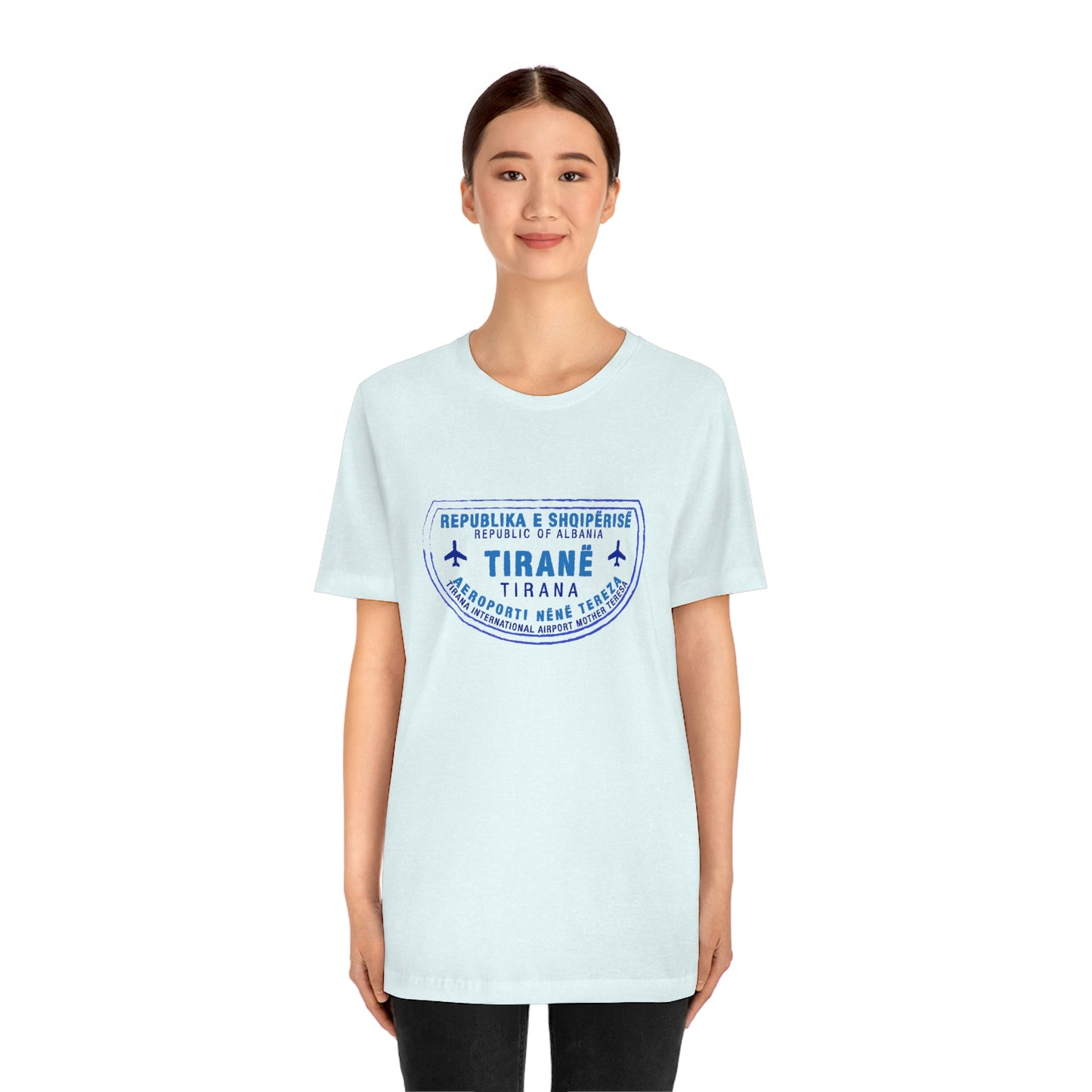 Tirana International Airport Nënë Tereza Passport Stamp Vacation Travel Unisex T-shirt