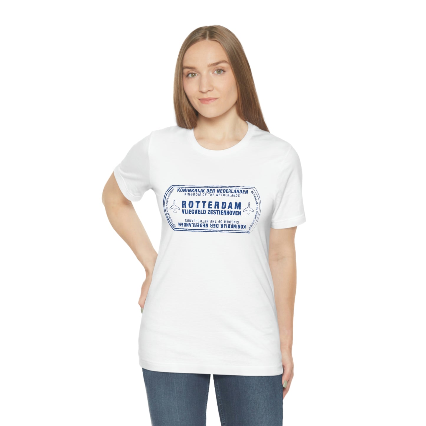 Rotterdam Netherlands Passport Stamp Vacation Travel Unisex T-shirt - Light