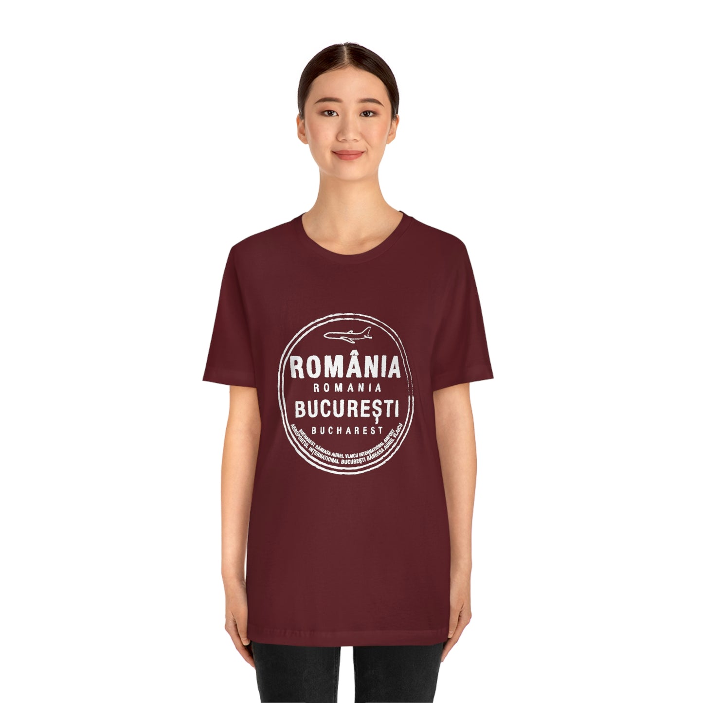 Bucharest Baneasa Romania Airport Passport Stamp Vacation Travel Unisex T-shirt