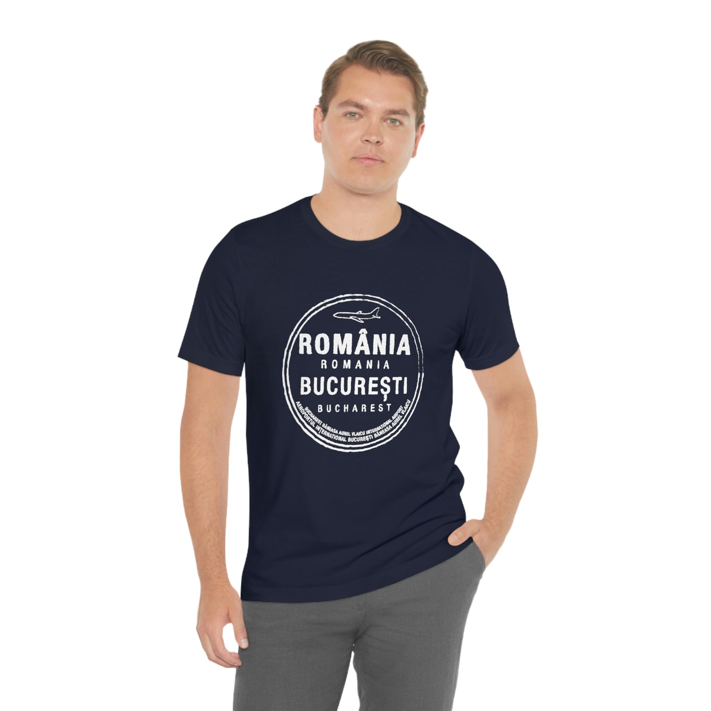 Bucharest Baneasa Romania Airport Passport Stamp Vacation Travel Unisex T-shirt