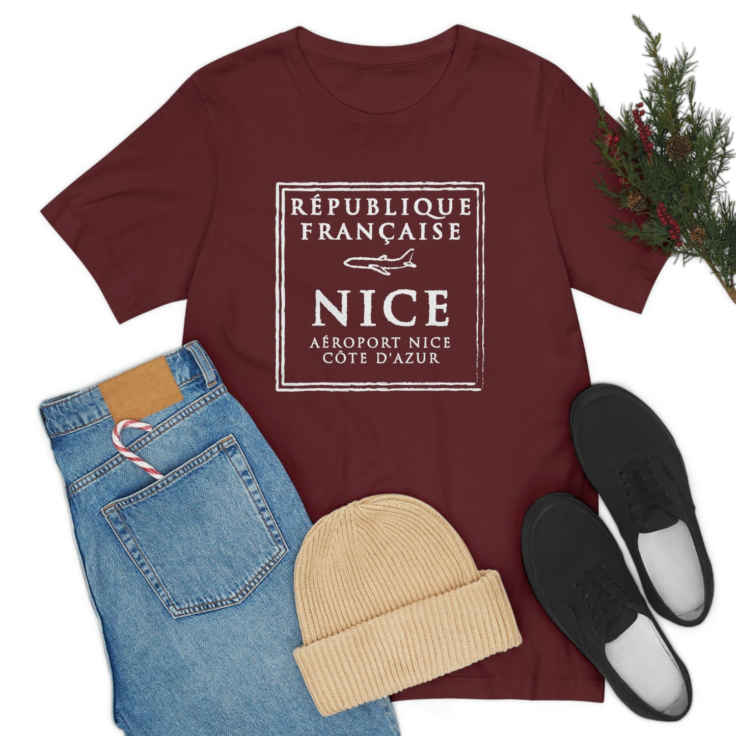 Nice France Passport Stamp Vacation Travel Unisex T-shirt