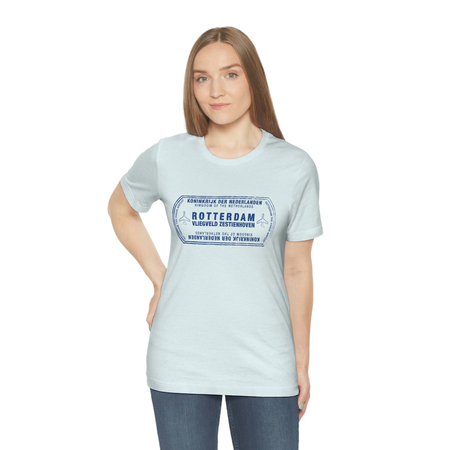 Rotterdam Netherlands Passport Stamp Vacation Travel Unisex T-shirt - Light