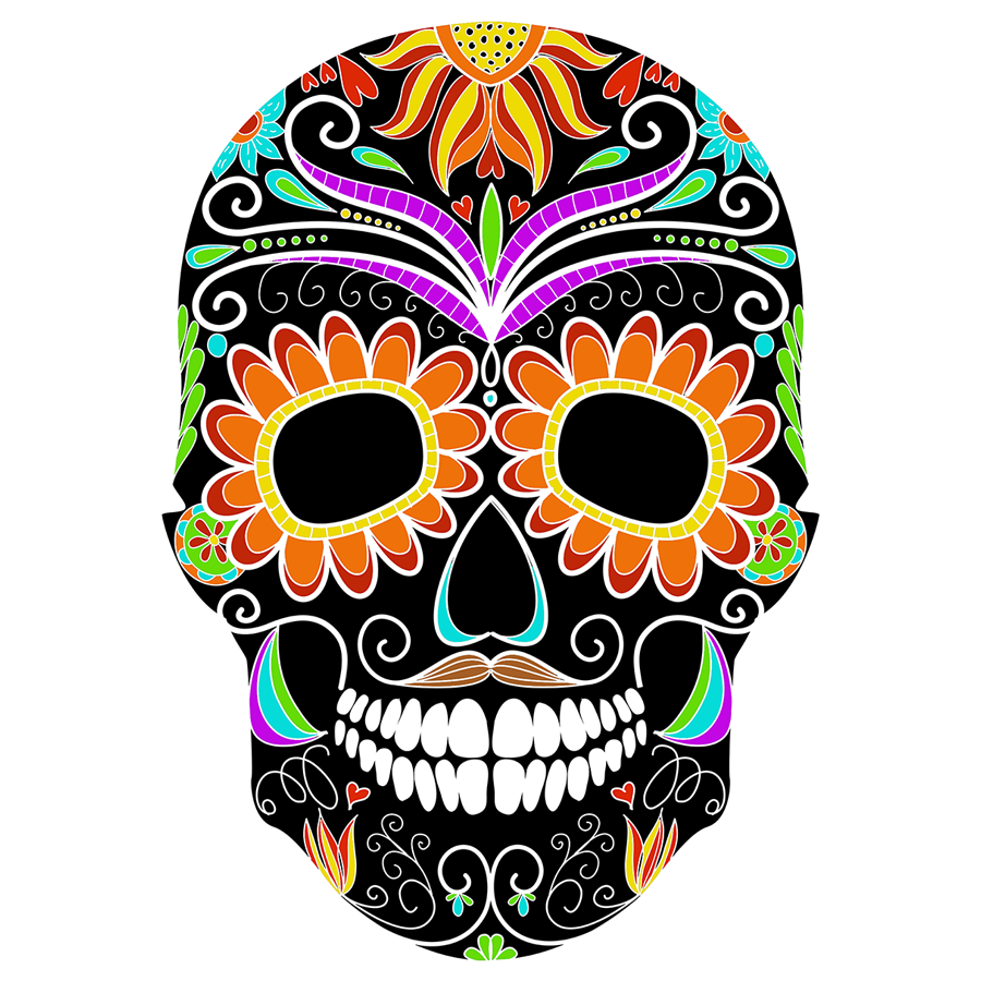 Day of The Dead Hippie Sugar Skull 3 inch x 3 inch Vinyl Sticker