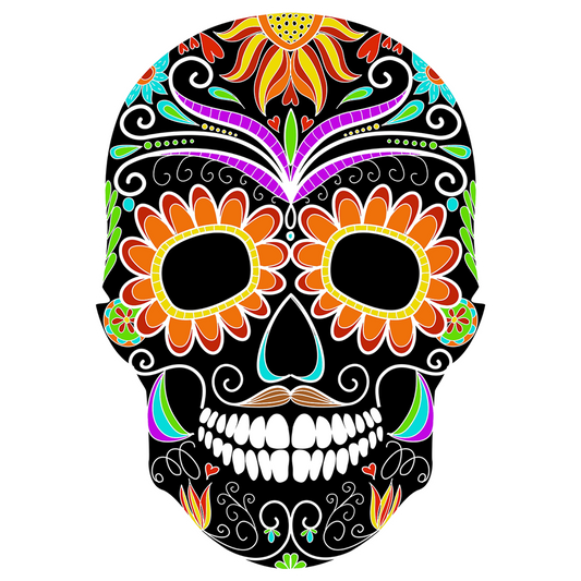 Day of The Dead Hippie Sugar Skull 3 inch x 3 inch Vinyl Sticker