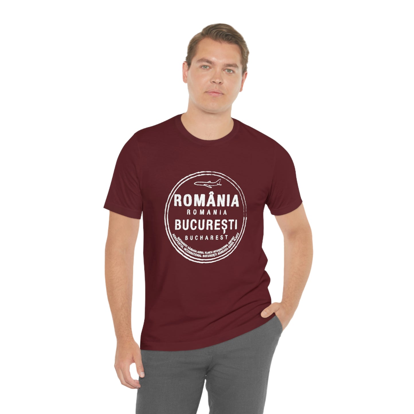 Bucharest Baneasa Romania Airport Passport Stamp Vacation Travel Unisex T-shirt