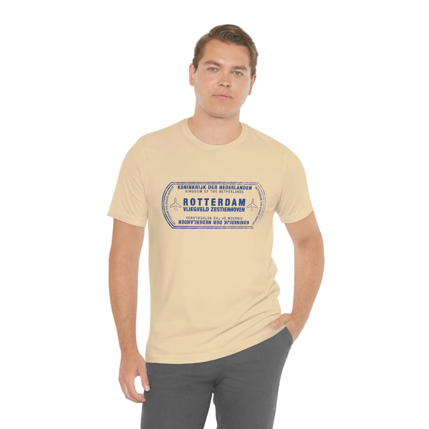 Rotterdam Netherlands Passport Stamp Vacation Travel Unisex T-shirt - Light