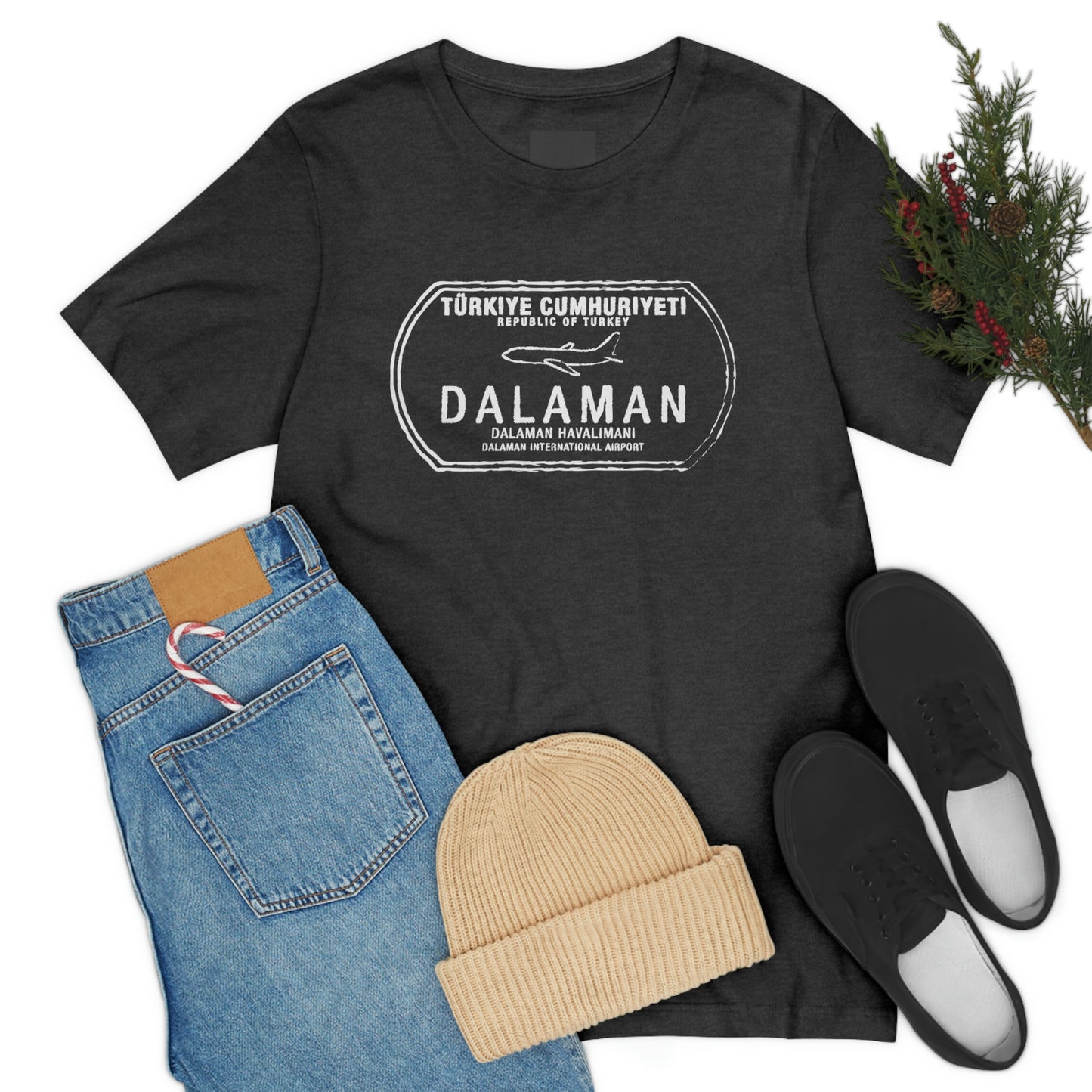 Dalaman Turkey Airport Passport Stamp Vacation Travel Unisex T-shirt