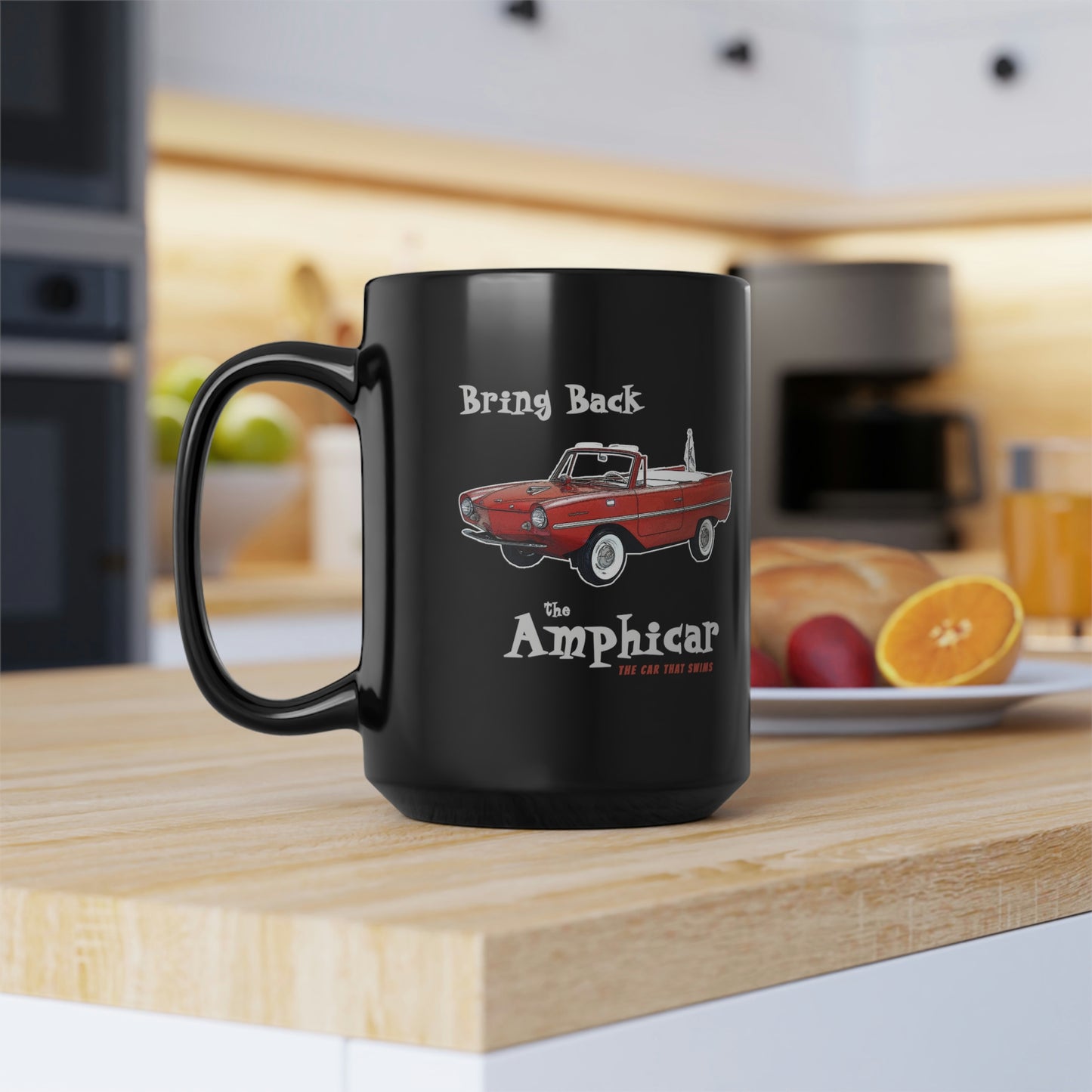 Bring Back the Amphicar - the Car that Swims Mug - Black Mug, 15oz